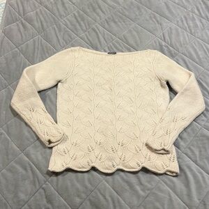 Ann Taylor petite sweater. Lambswool, angora, Lycra mix. Off-white. Small petite